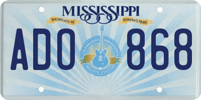 MS license plate ADO868