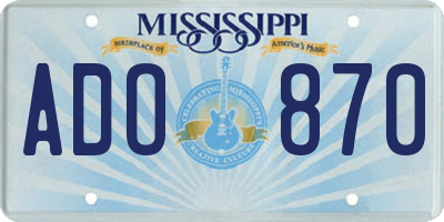 MS license plate ADO870