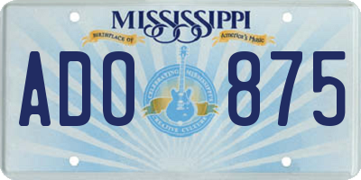 MS license plate ADO875