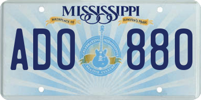 MS license plate ADO880