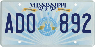 MS license plate ADO892