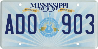 MS license plate ADO903