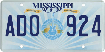 MS license plate ADO924