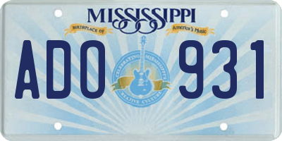 MS license plate ADO931