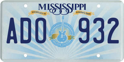 MS license plate ADO932