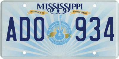 MS license plate ADO934