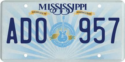 MS license plate ADO957