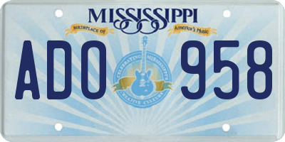 MS license plate ADO958