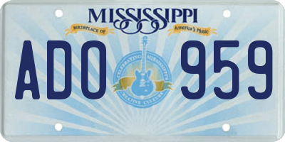 MS license plate ADO959