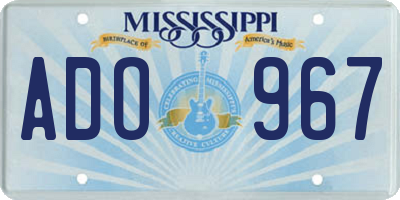 MS license plate ADO967