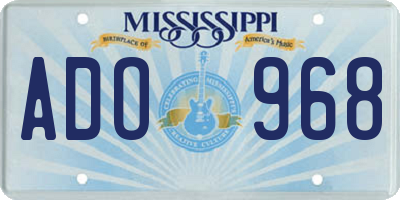 MS license plate ADO968