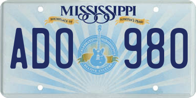 MS license plate ADO980