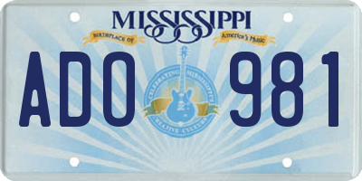 MS license plate ADO981