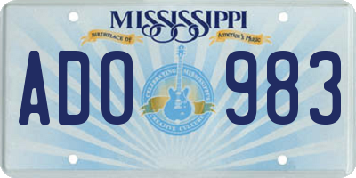 MS license plate ADO983