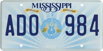 MS license plate ADO984
