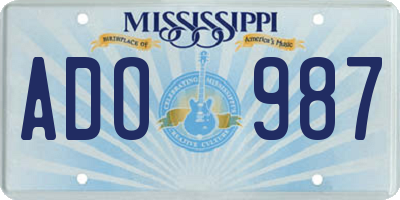 MS license plate ADO987