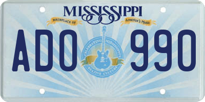 MS license plate ADO990