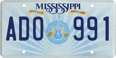 MS license plate ADO991
