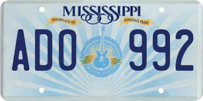MS license plate ADO992