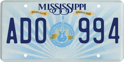 MS license plate ADO994