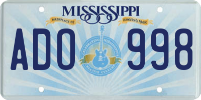 MS license plate ADO998
