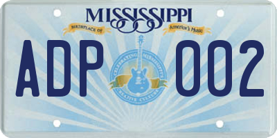 MS license plate ADP002