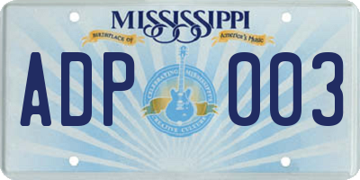 MS license plate ADP003