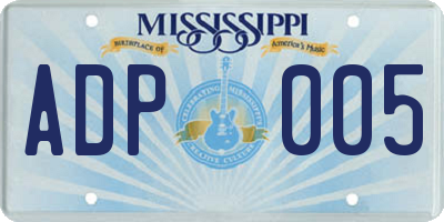MS license plate ADP005