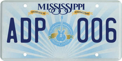 MS license plate ADP006