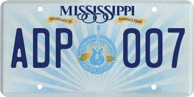MS license plate ADP007