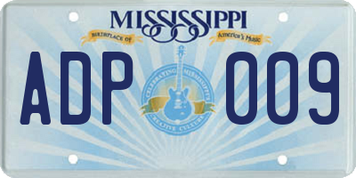 MS license plate ADP009