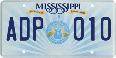 MS license plate ADP010