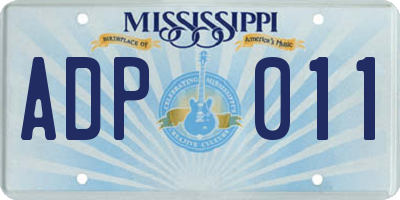 MS license plate ADP011