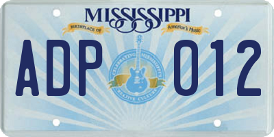 MS license plate ADP012