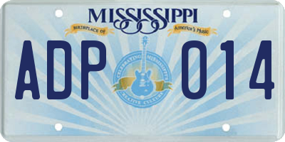 MS license plate ADP014