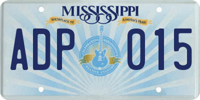 MS license plate ADP015