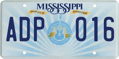 MS license plate ADP016