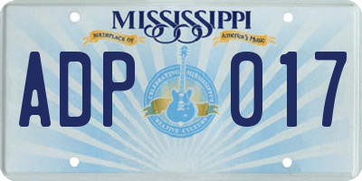 MS license plate ADP017