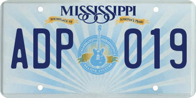 MS license plate ADP019