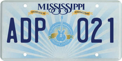 MS license plate ADP021