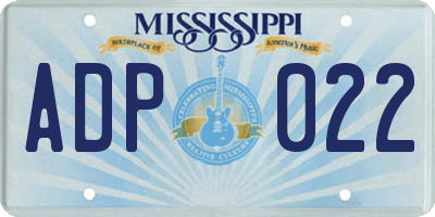 MS license plate ADP022
