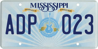 MS license plate ADP023