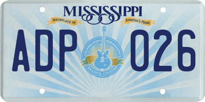 MS license plate ADP026