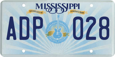 MS license plate ADP028