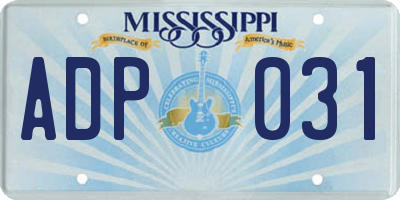 MS license plate ADP031
