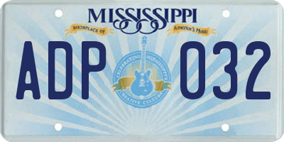 MS license plate ADP032