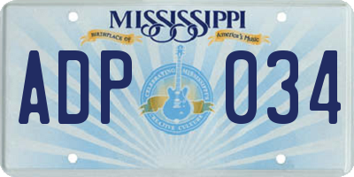 MS license plate ADP034