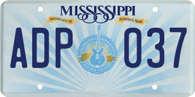 MS license plate ADP037