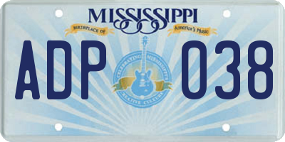 MS license plate ADP038