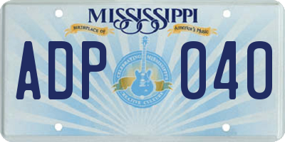 MS license plate ADP040